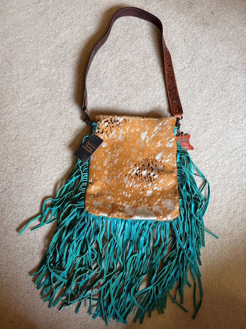 NEW American Darling Crossbody Bag with Turquoise Suede Fringe